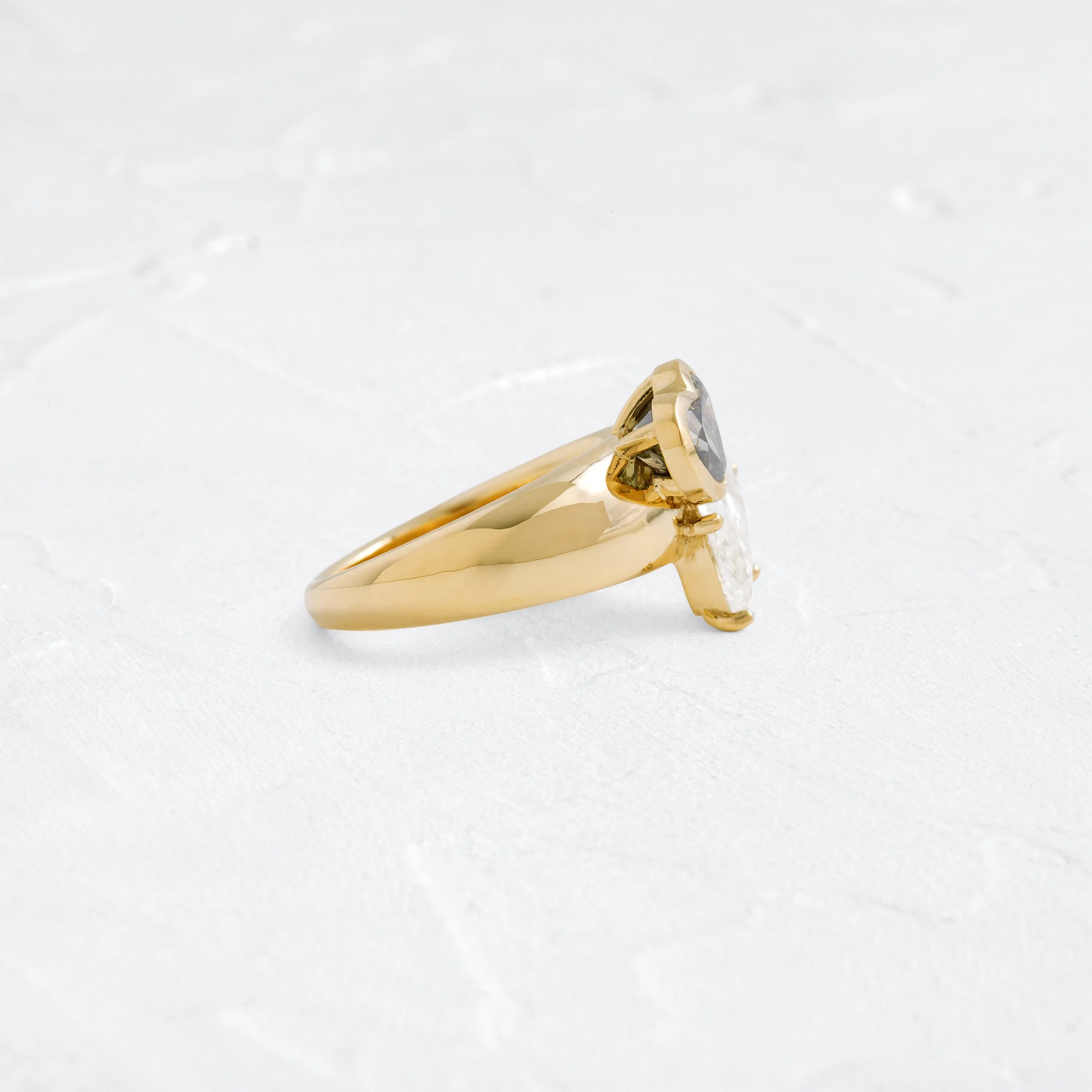 Heart to Heart Ring, Green Diamond