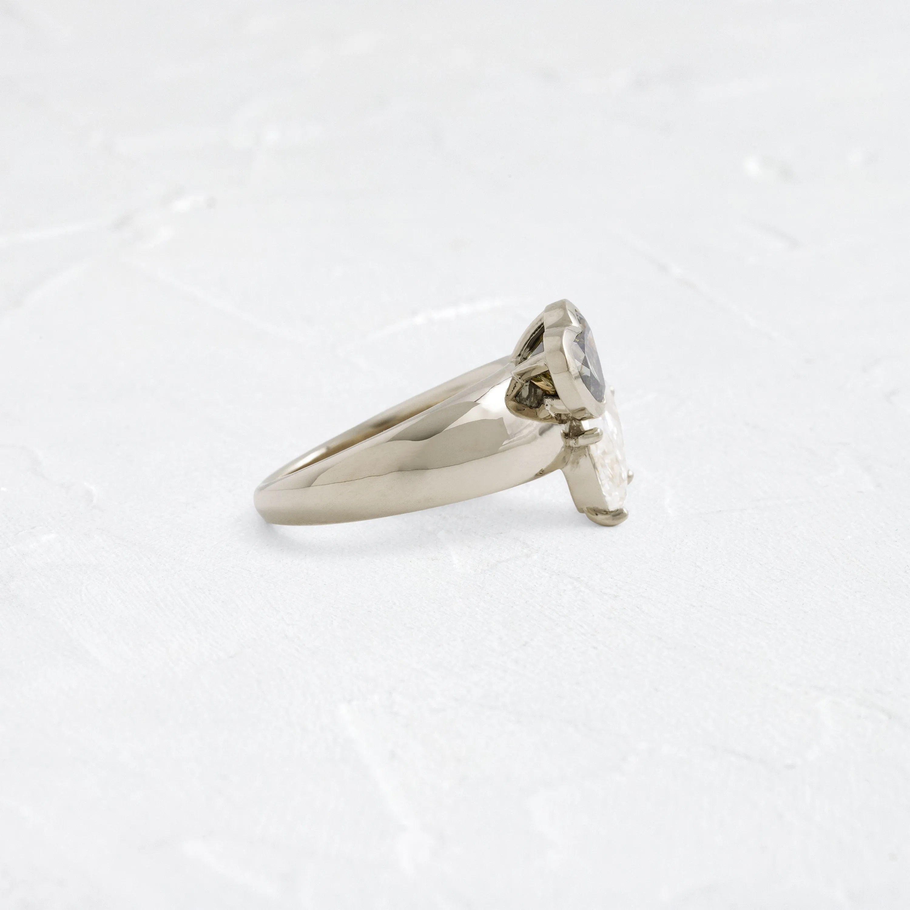 Heart to Heart Ring, Green Diamond