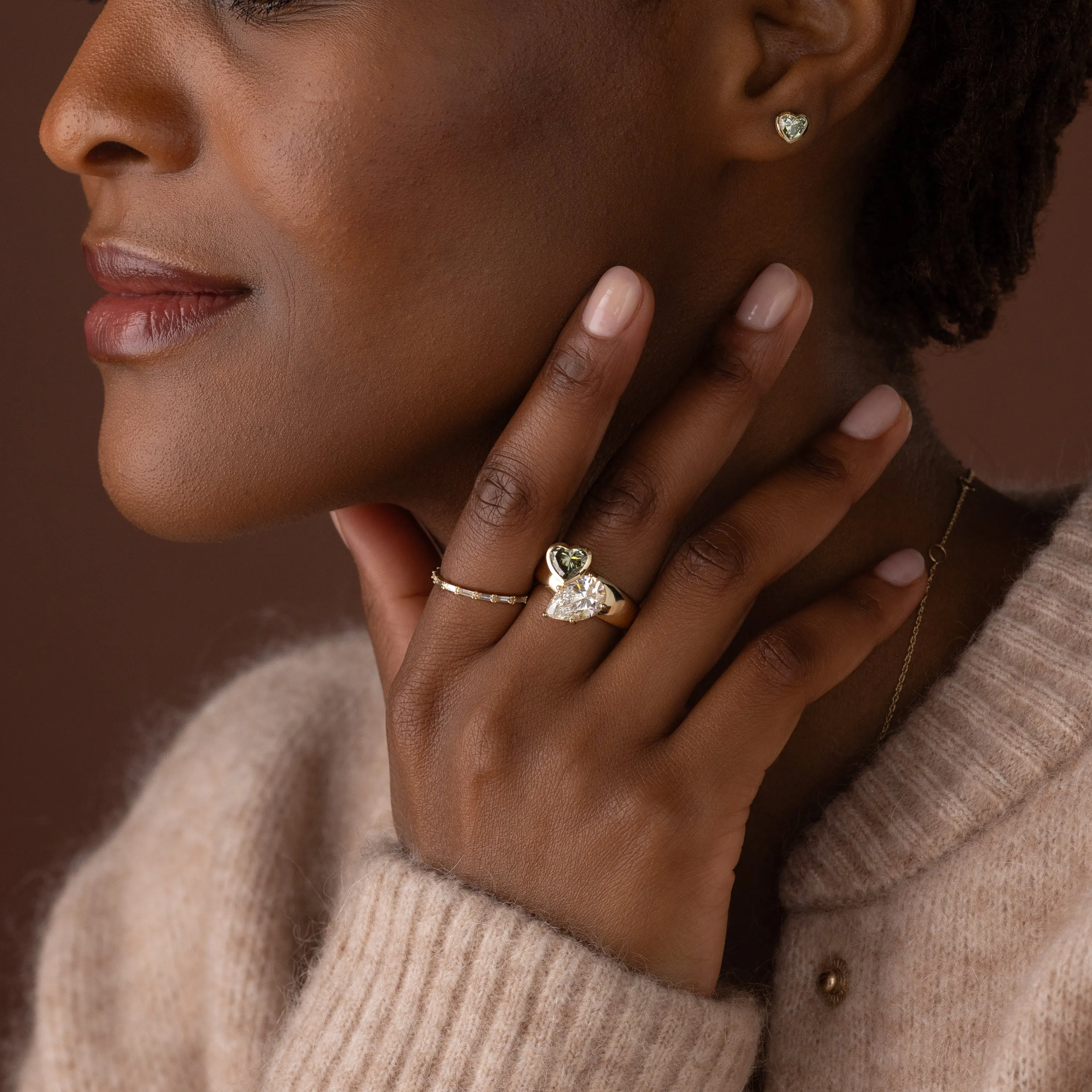 Heart to Heart Ring, Green Diamond