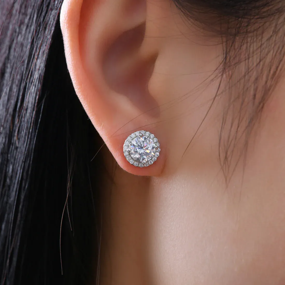 Hello, Halo 2 Carat White Diamond Crystalline Studs