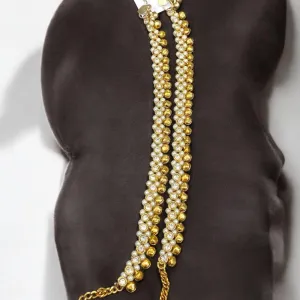 Hira Collections Traditional Gold Plated Pearls Austrian Stones Payal Anklets