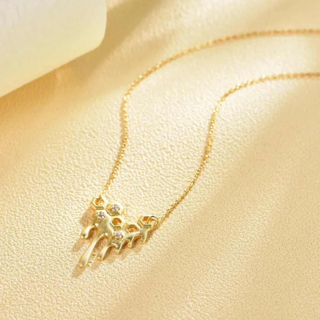 Honeycomb With Dripping Honey Pendant Chain Necklaces Life With MaK??s Honeycomb Bee Kind Jewelry Collection