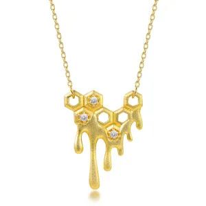 Honeycomb With Dripping Honey Pendant Chain Necklaces Life With MaK??s Honeycomb Bee Kind Jewelry Collection