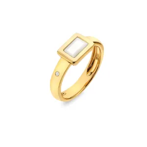 Hot Diamonds Gold Plated Sterling Silver Mother Of Pearl Rectangle Ring