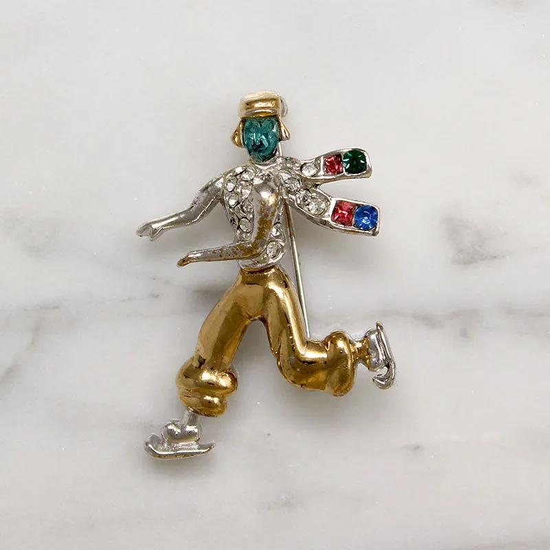 Ice Skater in Golden Harem Pants Costume Brooch