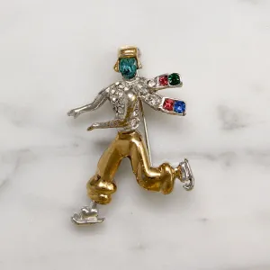 Ice Skater in Golden Harem Pants Costume Brooch