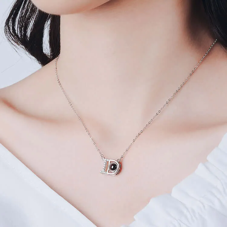 ID Love Memory Projection Stone Necklace with Picture Inside