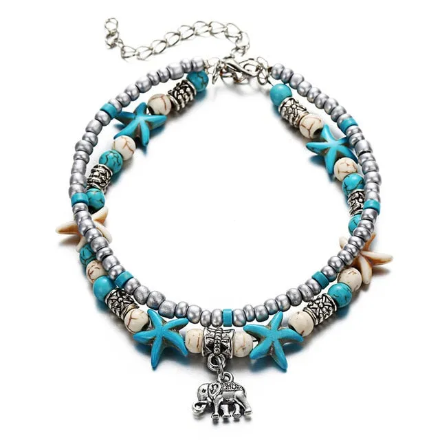 IF YOU New Design Sea Turtles Single Layer Anklet Vintage Dragonfly Style Charm Chain Foot Anklet For Women Jewelry Drop Shipper