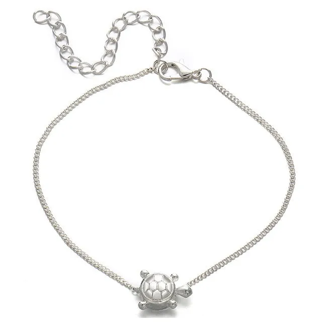 IF YOU New Design Sea Turtles Single Layer Anklet Vintage Dragonfly Style Charm Chain Foot Anklet For Women Jewelry Drop Shipper