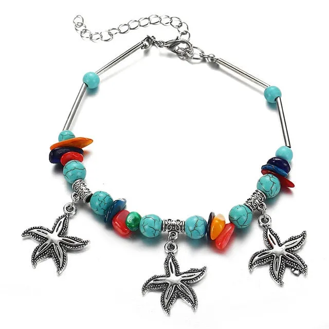 IF YOU New Design Sea Turtles Single Layer Anklet Vintage Dragonfly Style Charm Chain Foot Anklet For Women Jewelry Drop Shipper