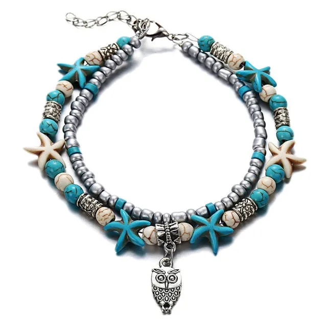 IF YOU New Design Sea Turtles Single Layer Anklet Vintage Dragonfly Style Charm Chain Foot Anklet For Women Jewelry Drop Shipper