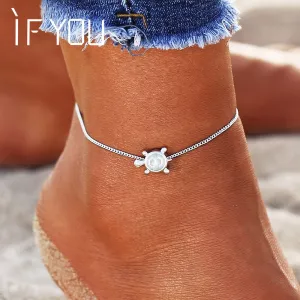 IF YOU New Design Sea Turtles Single Layer Anklet Vintage Dragonfly Style Charm Chain Foot Anklet For Women Jewelry Drop Shipper