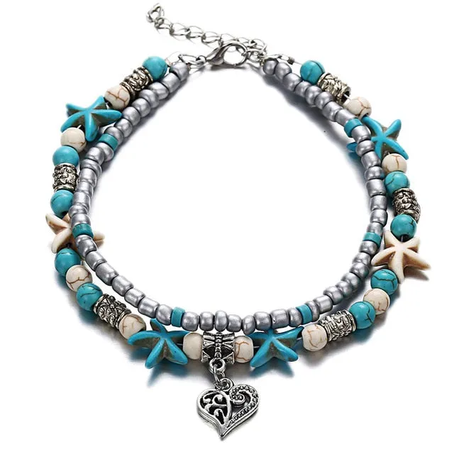 IF YOU New Design Sea Turtles Single Layer Anklet Vintage Dragonfly Style Charm Chain Foot Anklet For Women Jewelry Drop Shipper