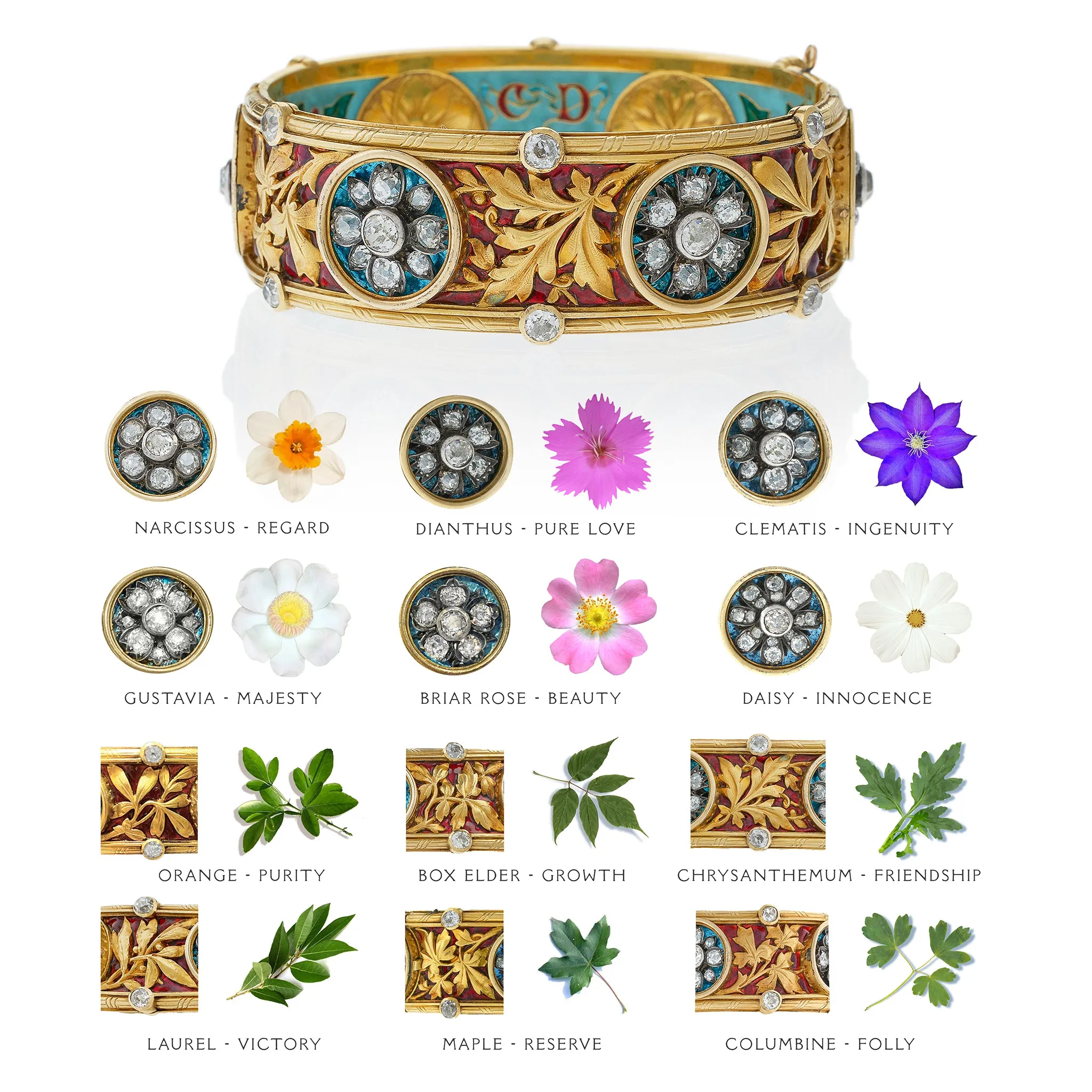 Important Bapst & Falize Paris Diamond and Enamel Bangle Bracelet