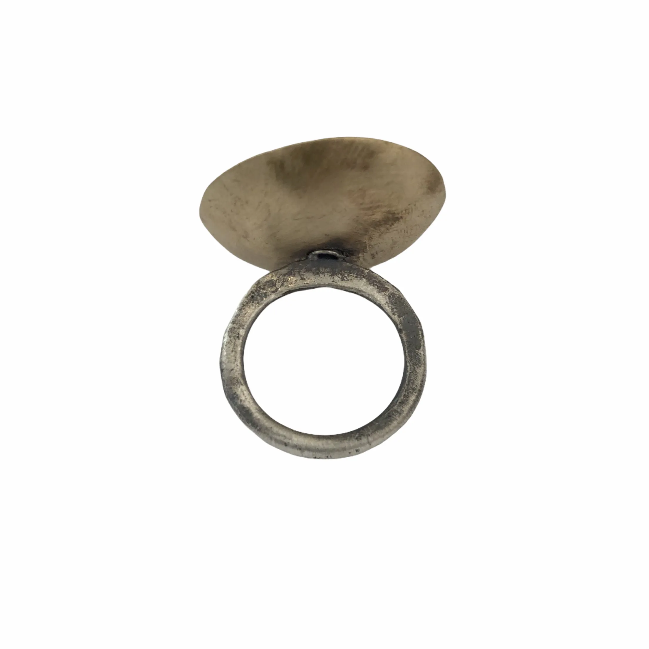 Industrial flower ring with yellow brass