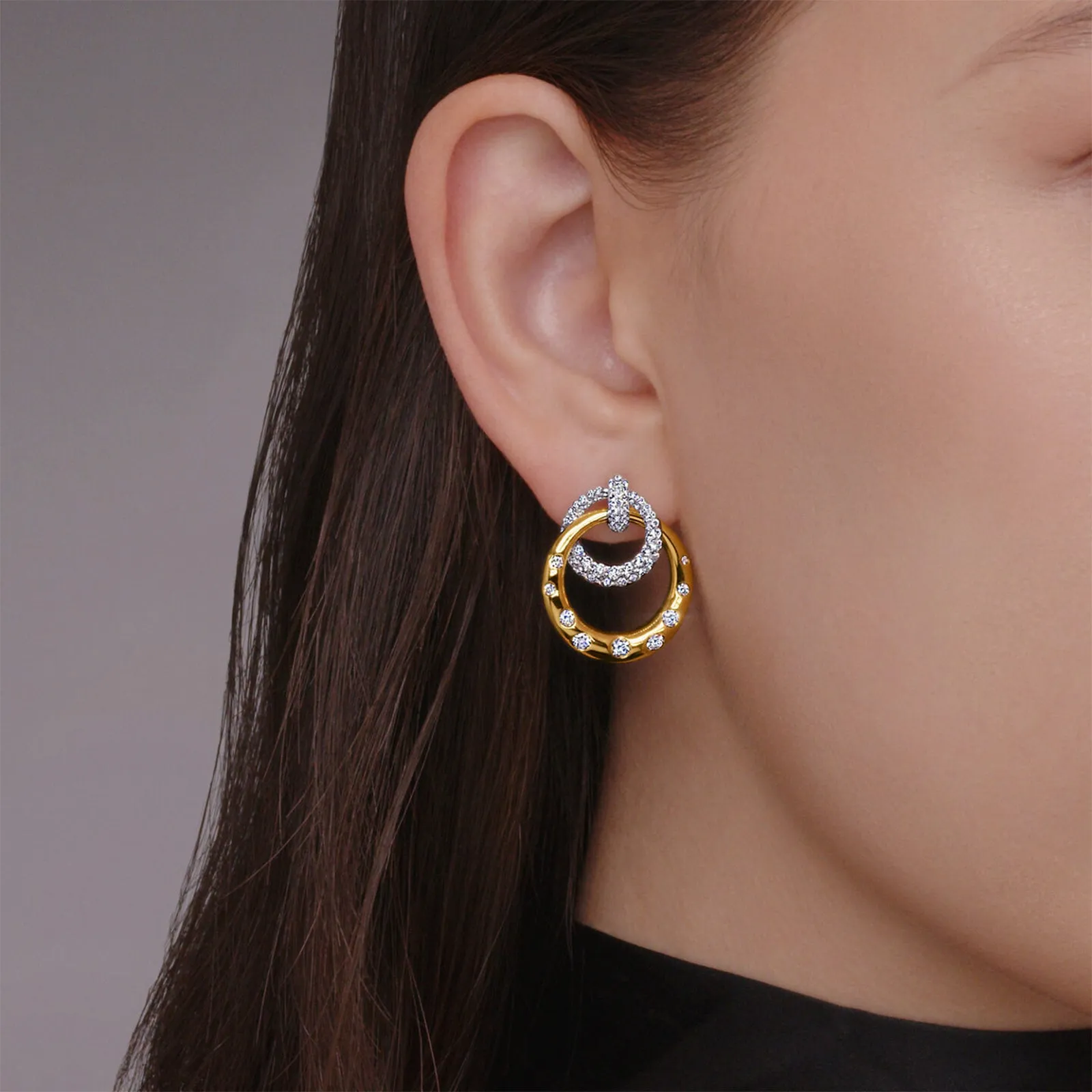 Interlocking Circle Earrings with Diamonds