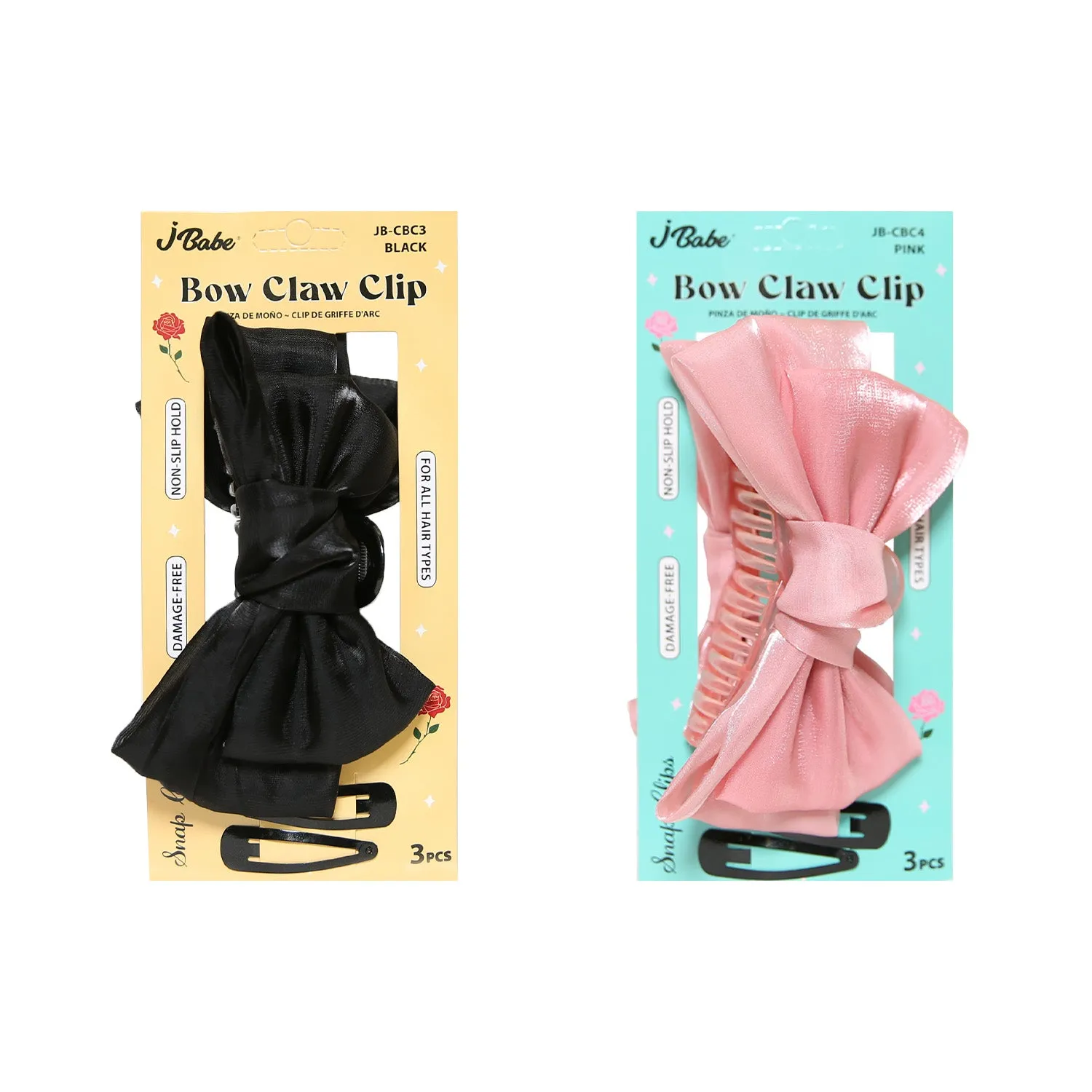 J Babe Bow Claw Clip With Snap Clips