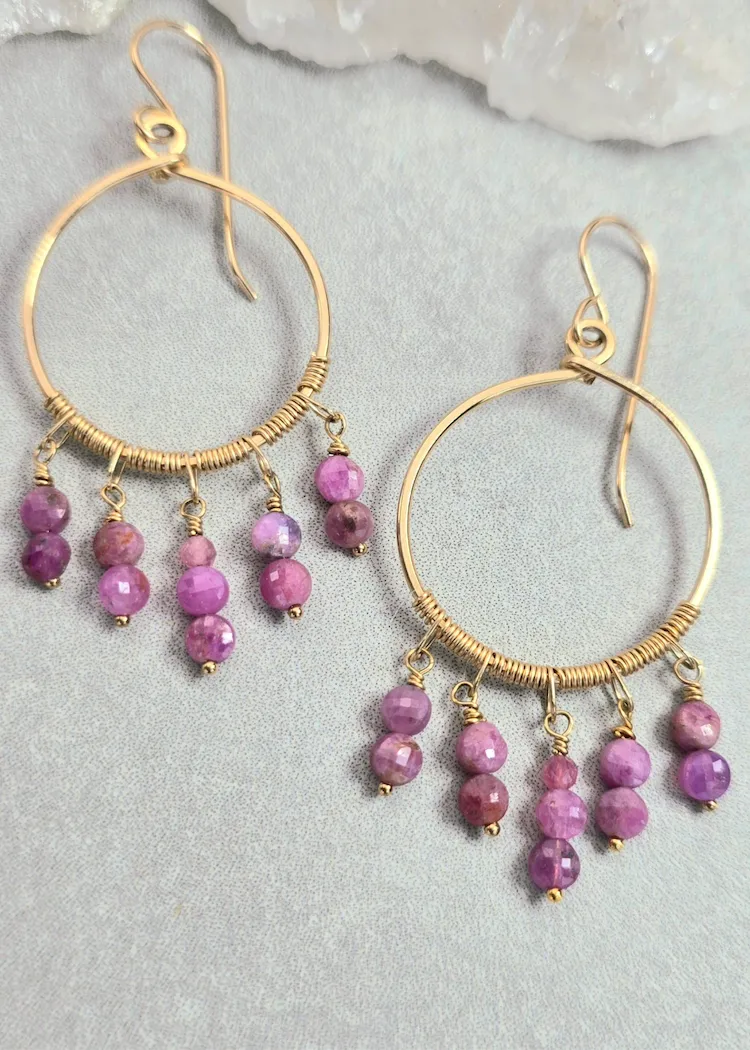 James   Jezebelle | Pink Tourmaline Fringe Hoops