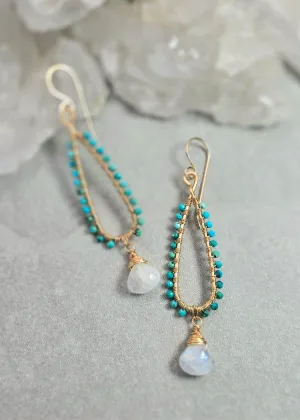 James   Jezebelle | Turquoise   Moonstone Wrapped Hoops