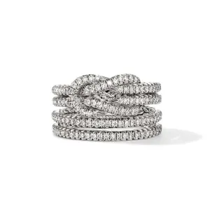 John Hardy Multi-Layer Pav Love Knot Ring in Sterling Silver - Size 7