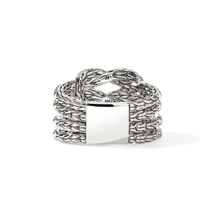 John Hardy Multi-Layer Pav Love Knot Ring in Sterling Silver - Size 7