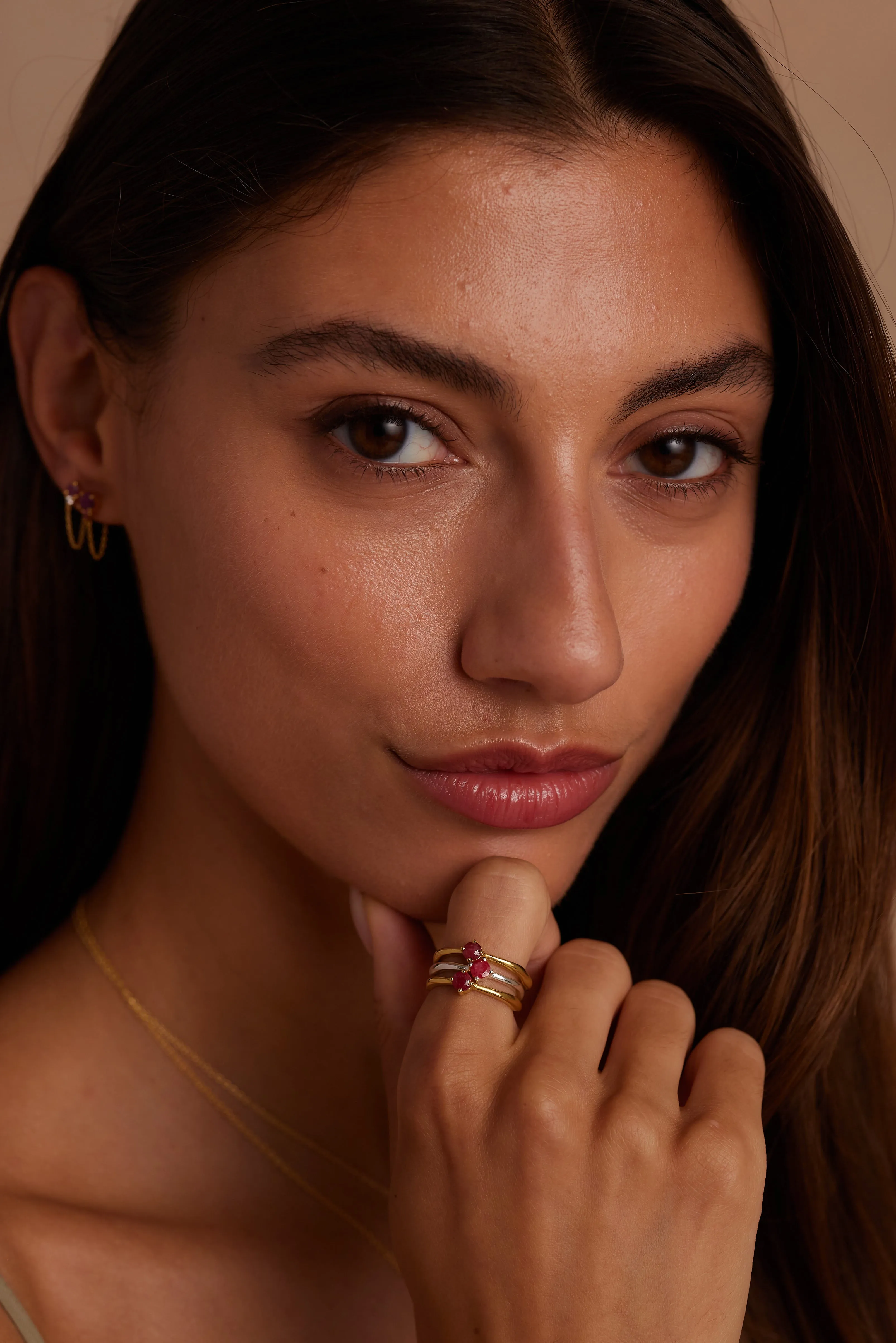 July Ruby Silver Birthstone Ring