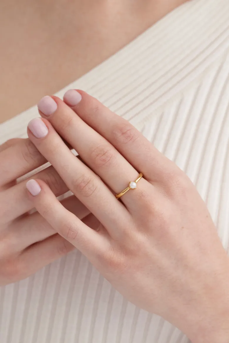 June Pearl Gold Birthstone Ring