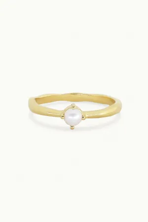 June Pearl Gold Birthstone Ring