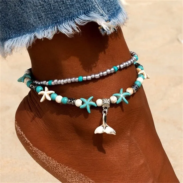 KISSWIFE Ankle Chain Pineapple Pendant Anklet Beaded 2018 Summer Beach Foot Jewelry Fashion Style Anklets for Women