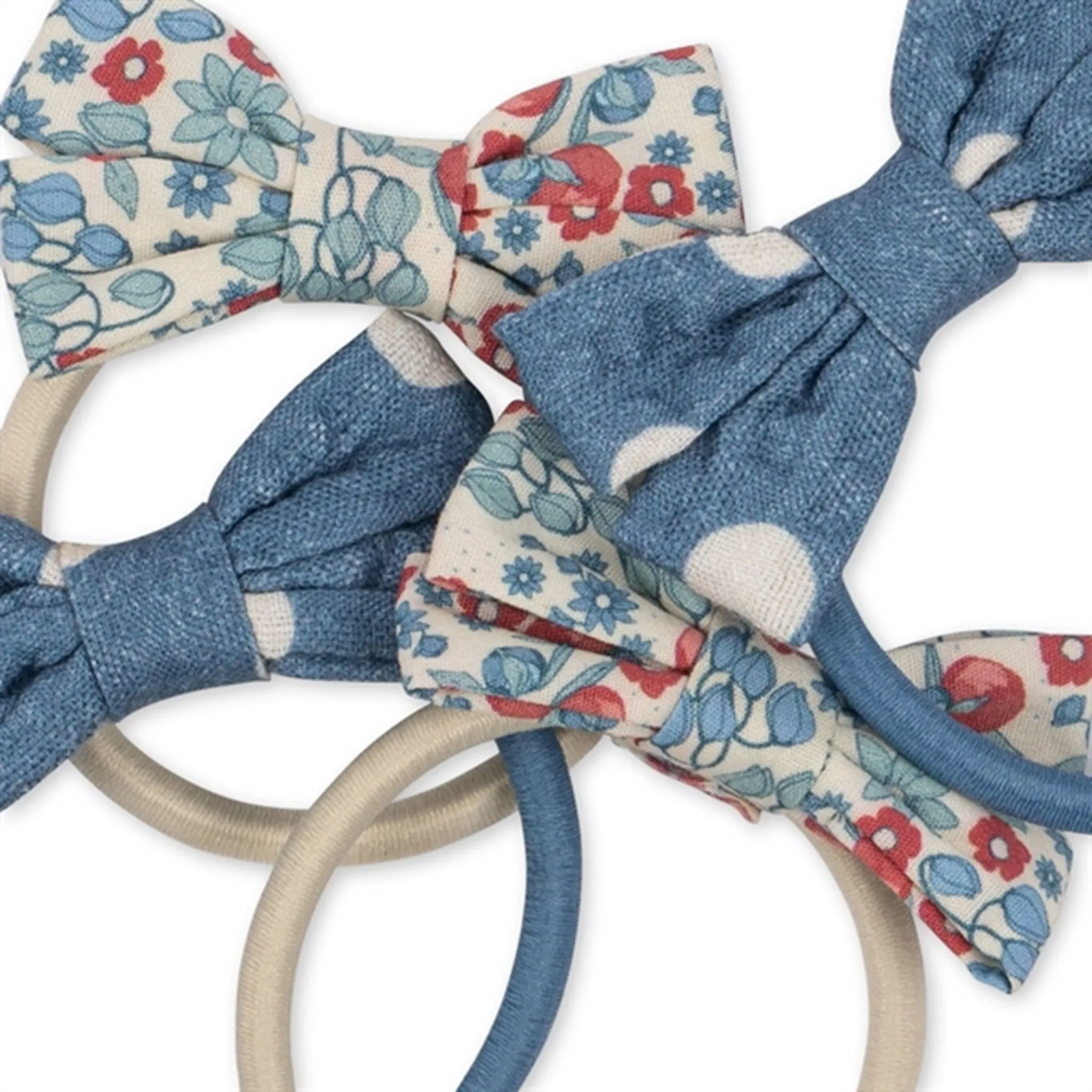 Konges Sljd Hair Elastic Bow 4-Pack Bibi Blue/Captain Dot