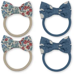 Konges Sljd Hair Elastic Bow 4-Pack Bibi Blue/Captain Dot