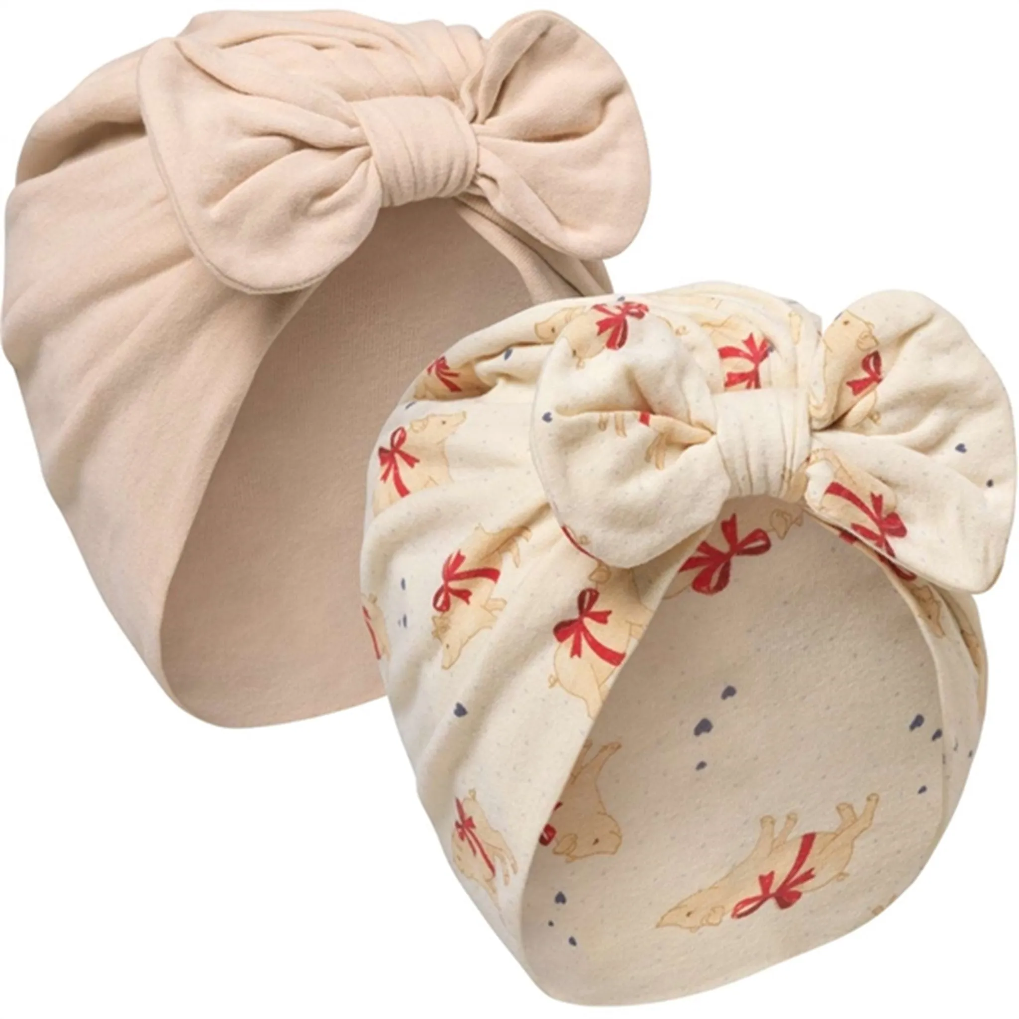 Konges Sljd Marzipan/Sand Baby Bonnet 2-pack