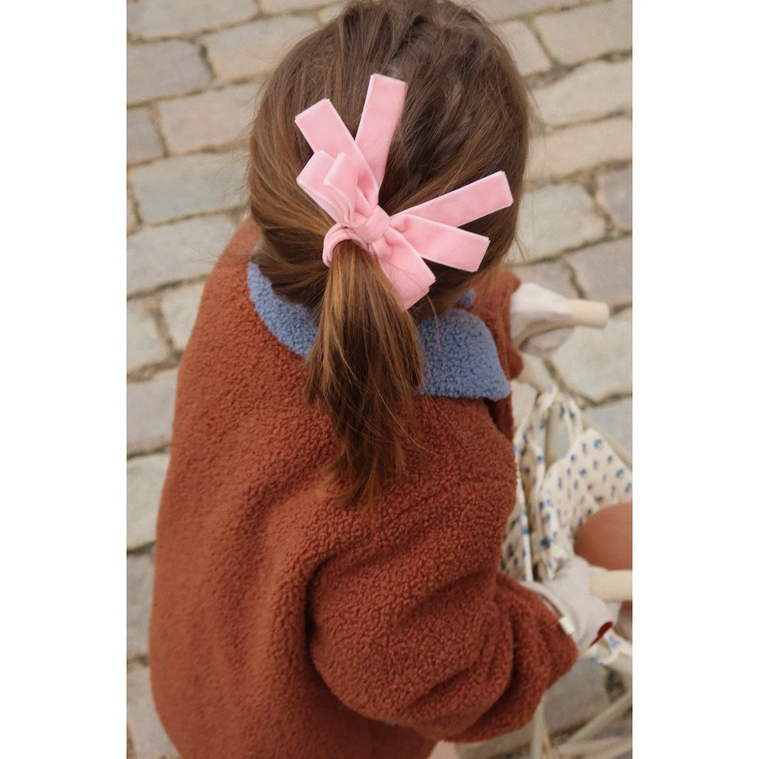 Konges Sl?jd Peony Pink 2 Pack Velvet Double Bow Elastic