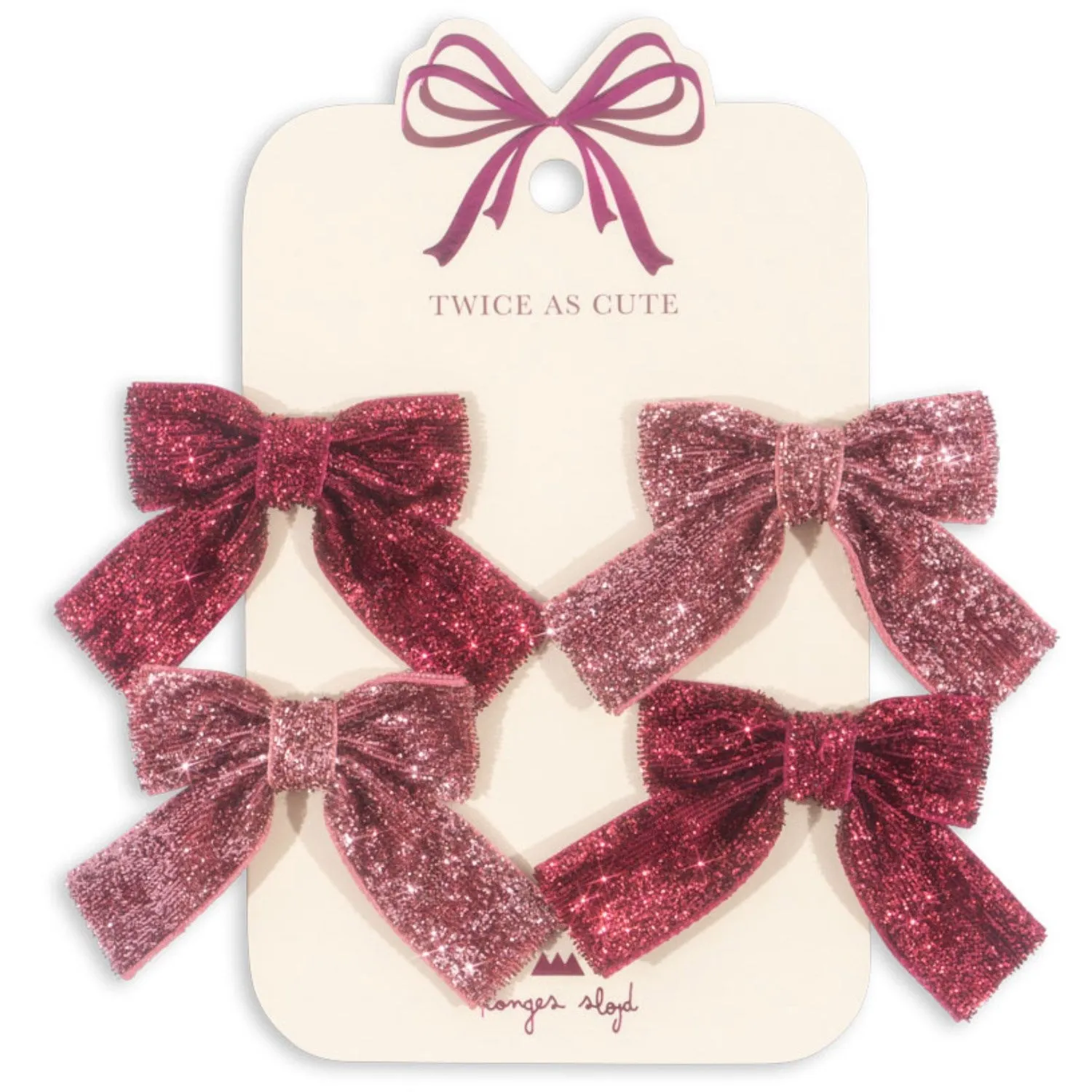 Konges Sl?jd Pink Mix 4 Pack Glitter Bow Hair Clips