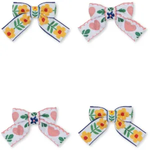 Konges Sl?jd White/Rose 4 Pack Bow Hair Clips