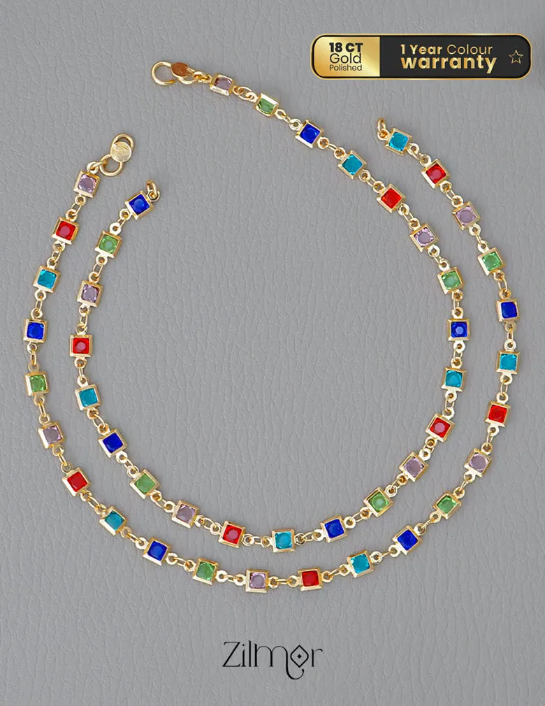 KT1011680 - Semi Precious Stone  pair Anklet(color option)