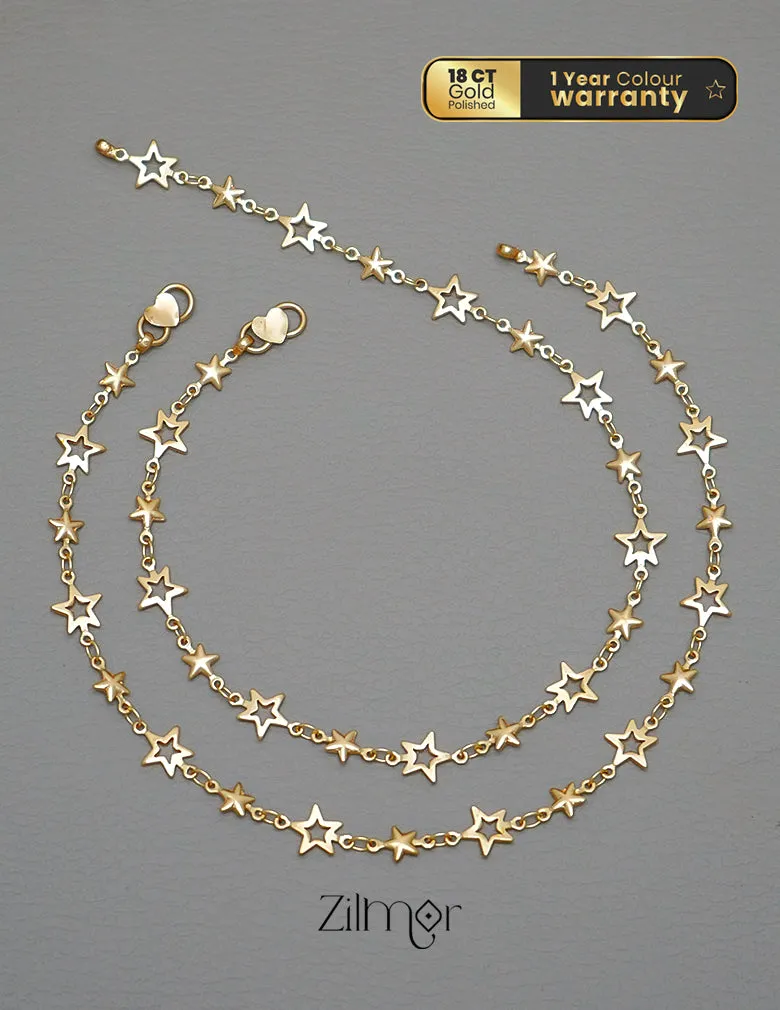 KT1011694- Gold Plated  Pair Star Anklets