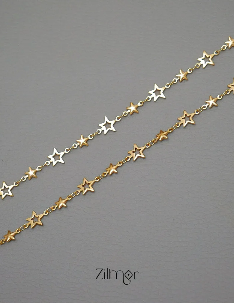 KT1011694- Gold Plated  Pair Star Anklets