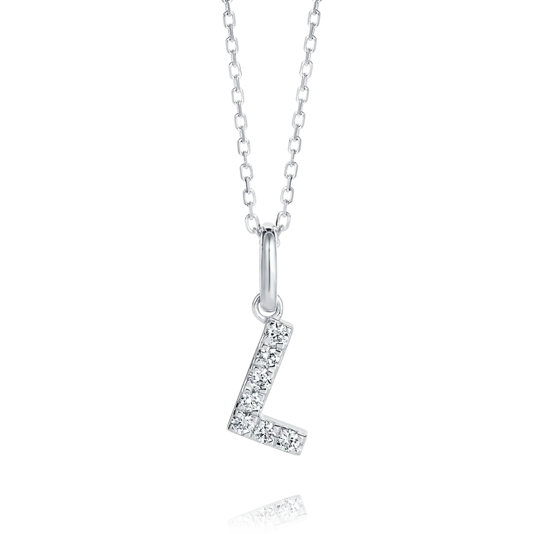 L Letter Pendant White Gold