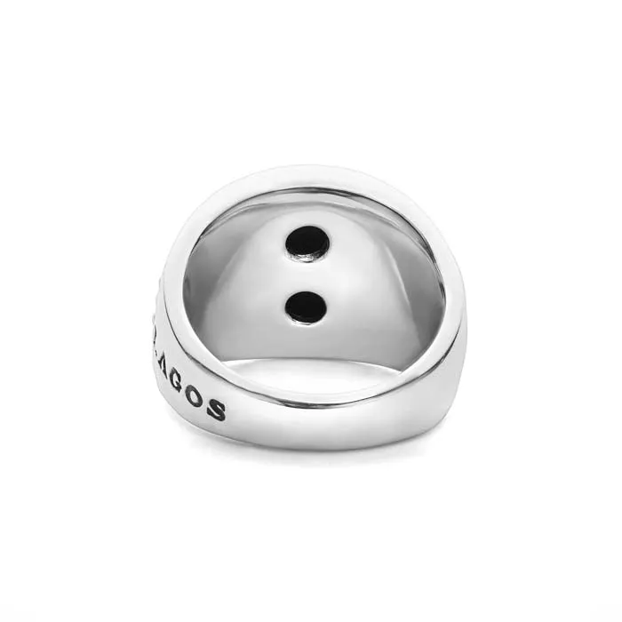 LAGOS Anthem Black Agate Oval Band Ring in Sterling Silver