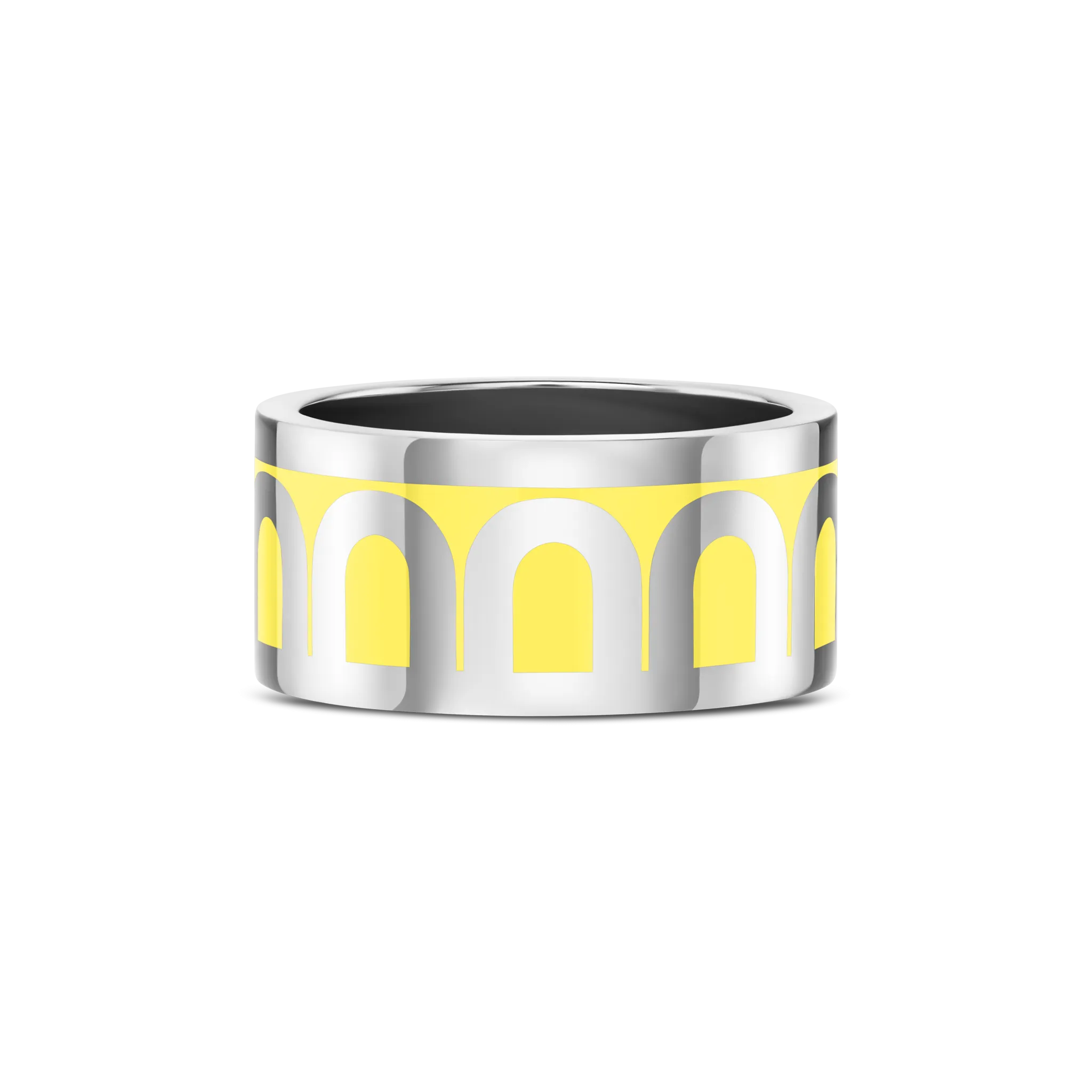 L'Arc de DAVIDOR Ring GM, 18k White Gold with Limoncello Lacquered Ceramic