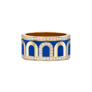 L'Arc de DAVIDOR Ring GM, 18k Yellow Gold with Riviera Lacquered Ceramic and Porta Diamonds