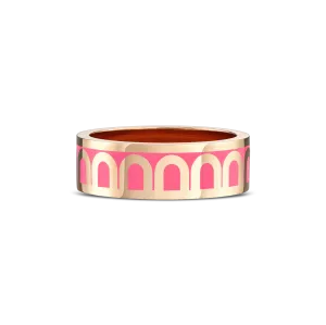 L'Arc de DAVIDOR Ring MM, 18k Rose Gold with Flamant Lacquered Ceramic