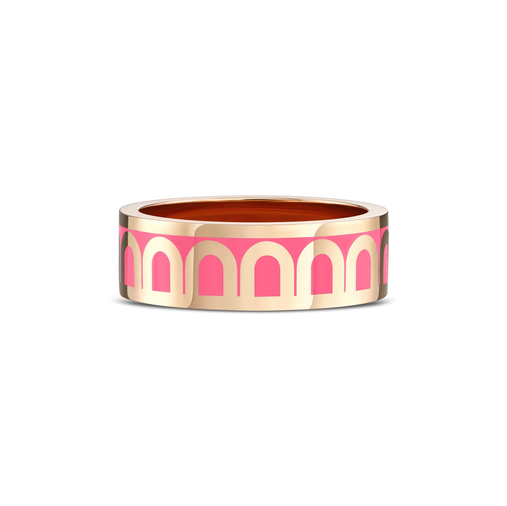 L'Arc de DAVIDOR Ring MM, 18k Rose Gold with Flamant Lacquered Ceramic
