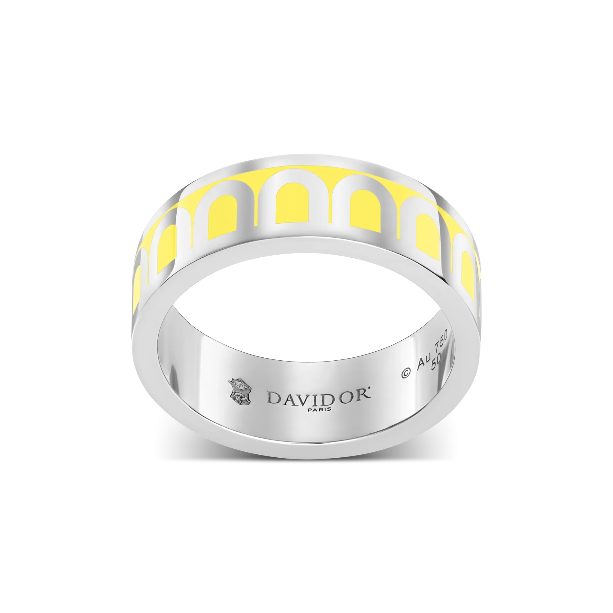 L'Arc de DAVIDOR Ring MM, 18k White Gold with Limoncello Lacquered Ceramic