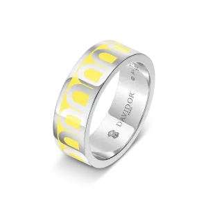 L'Arc de DAVIDOR Ring MM, 18k White Gold with Limoncello Lacquered Ceramic