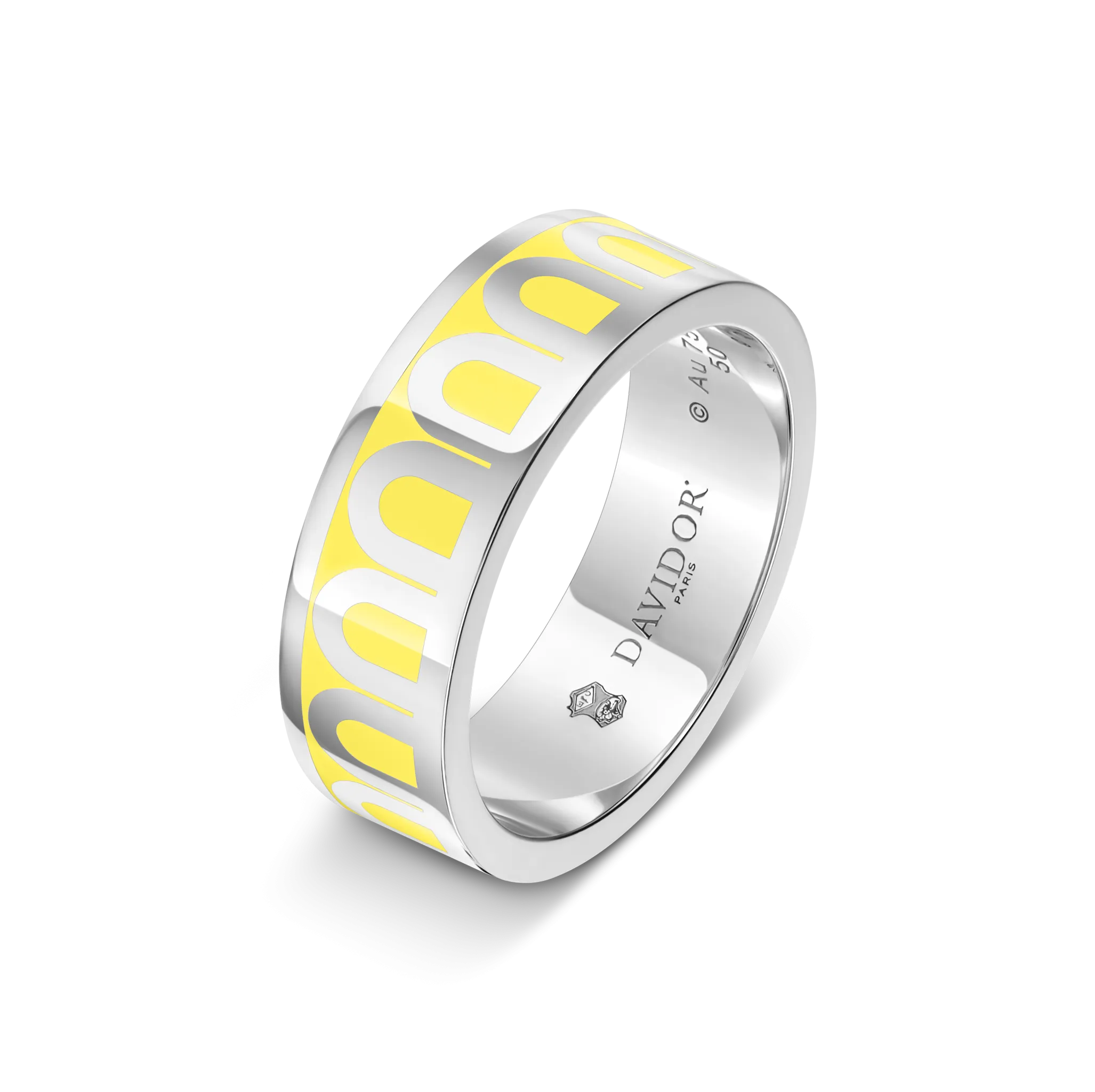 L'Arc de DAVIDOR Ring MM, 18k White Gold with Limoncello Lacquered Ceramic