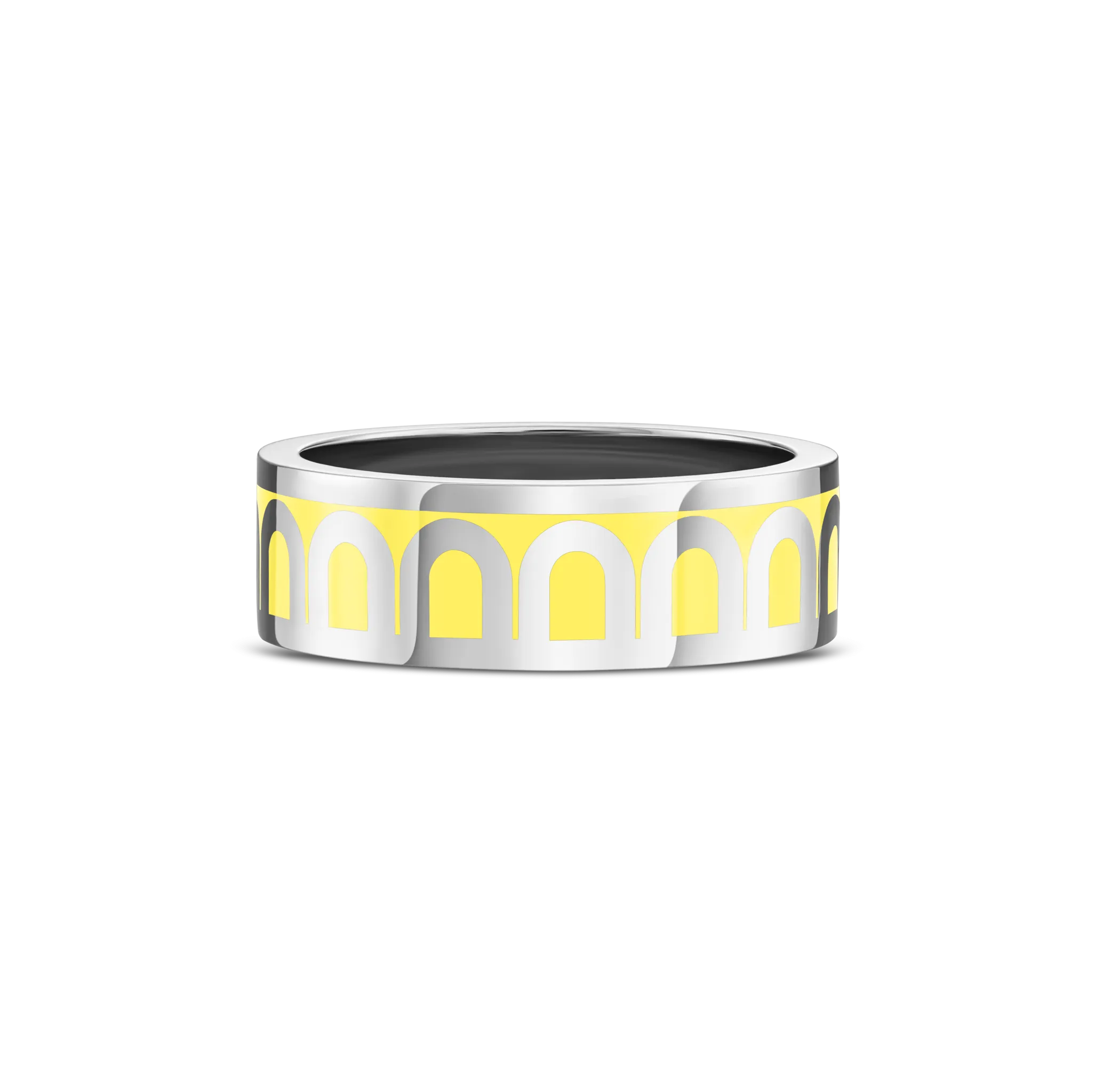 L'Arc de DAVIDOR Ring MM, 18k White Gold with Limoncello Lacquered Ceramic