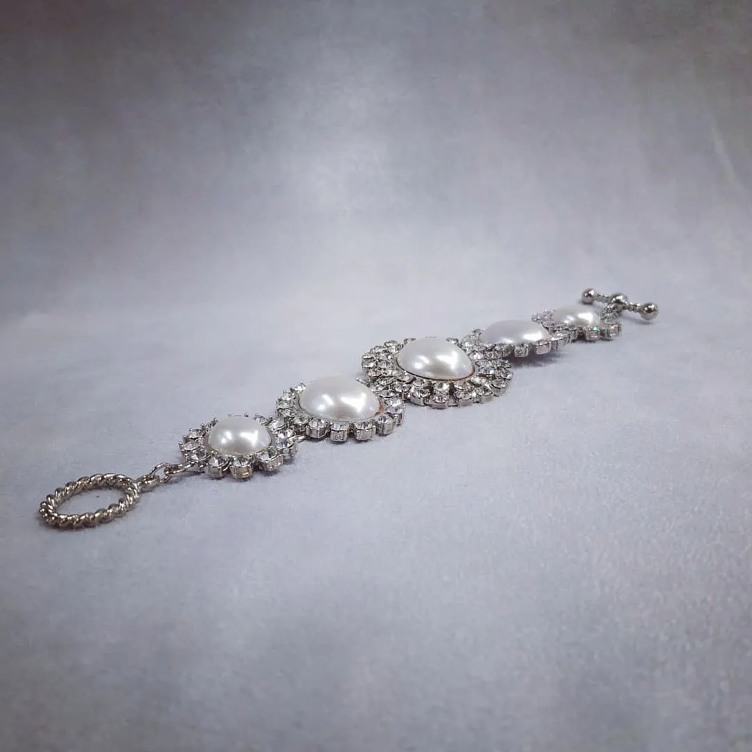 Larry Vrba Statement Pearl Diamante Bracelet