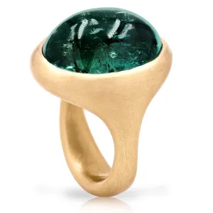 Lola Brooks 23.69 Carat Lush Blue Green Tourmaline Yellow Gold Ring